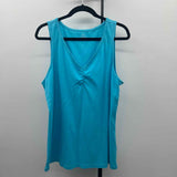 CJ Banks Women's Size 1X Turquoise Solid Sleeveless Shirt