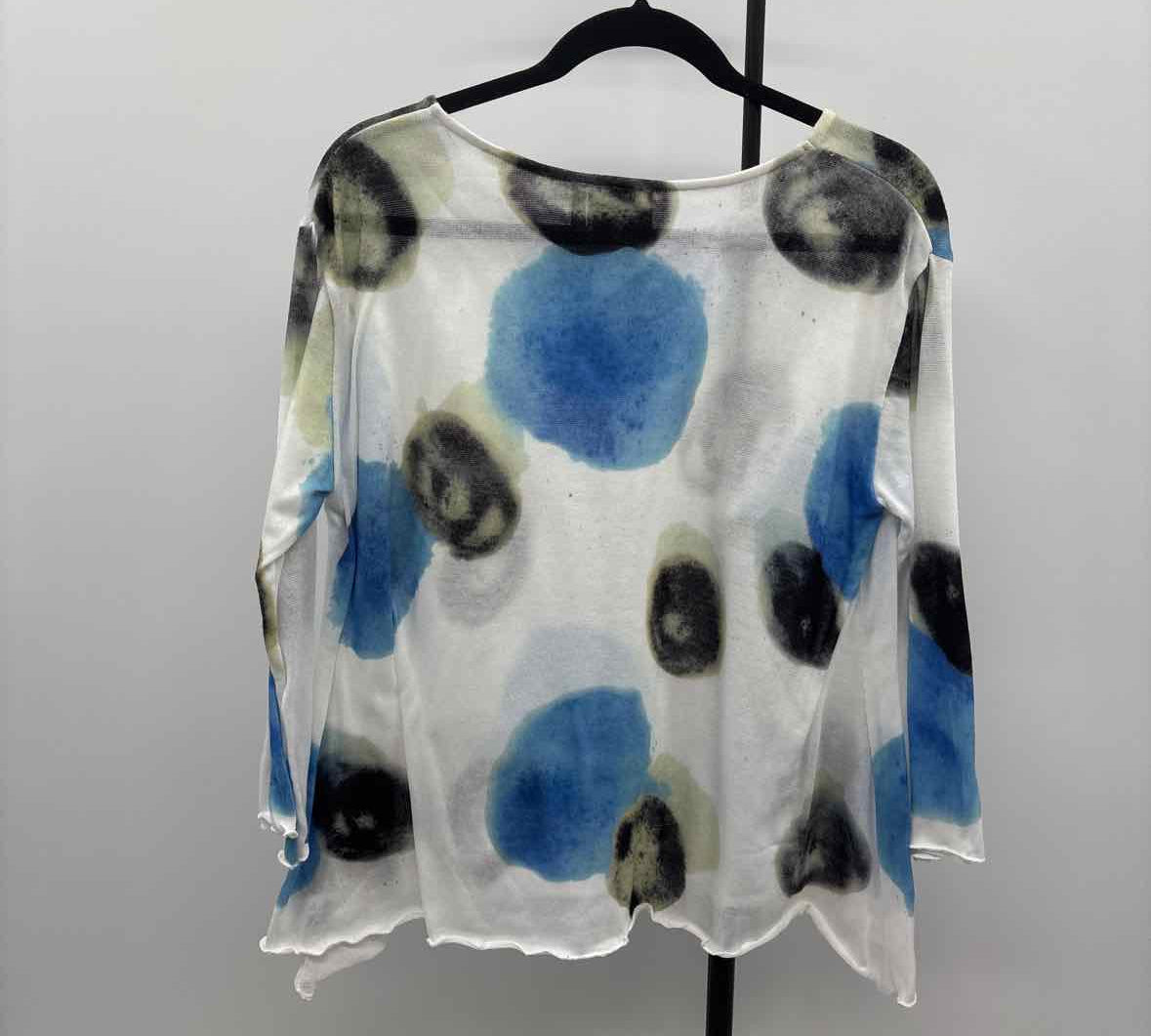 Vecceli Italy Women's Size L Blue dotted Long Sleeve Shirt