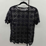 Banana Republic Women's Size LP Black Lace Short Sleeve Shirt