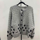 ICHI Women's Size M Gray Diamond Cardigan