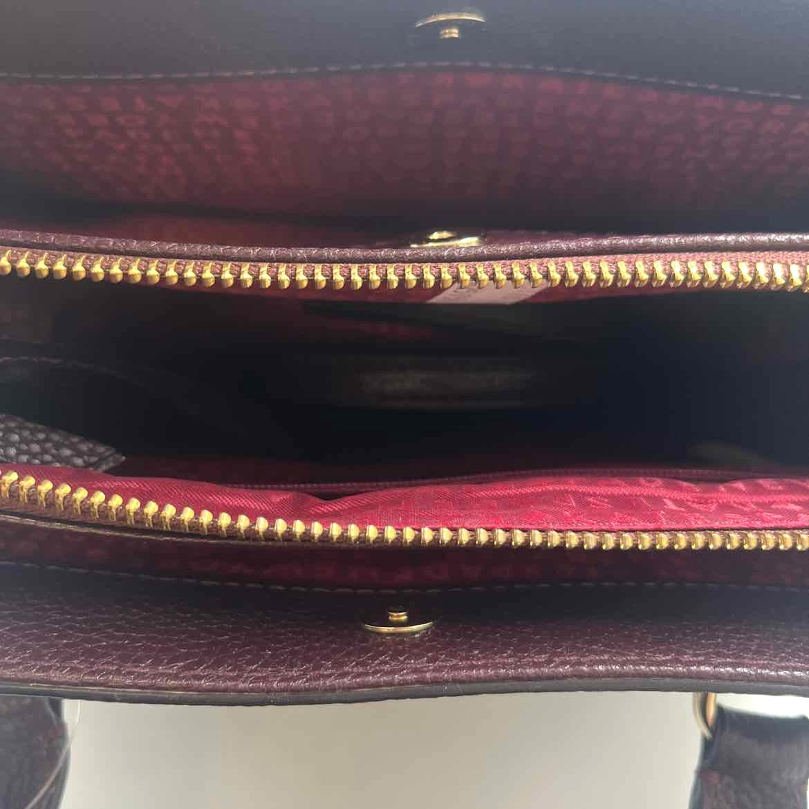 Interior KATE SPADE Wine Pebble Leather MULBERY STREET LISE Satchel Purse w/Crossbody Strap