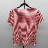 J Crew Women's Size L Red Stripe Short Sleeve Shirt
