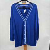 Talbots Women's Size 2X Royal Blue Solid Cardigan