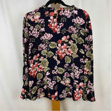 Ann Taylor Women's Size M Navy Floral Long Sleeve Shirt