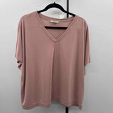 Cable & Gauge Women's Size XL Mauve Solid Short Sleeve Shirt