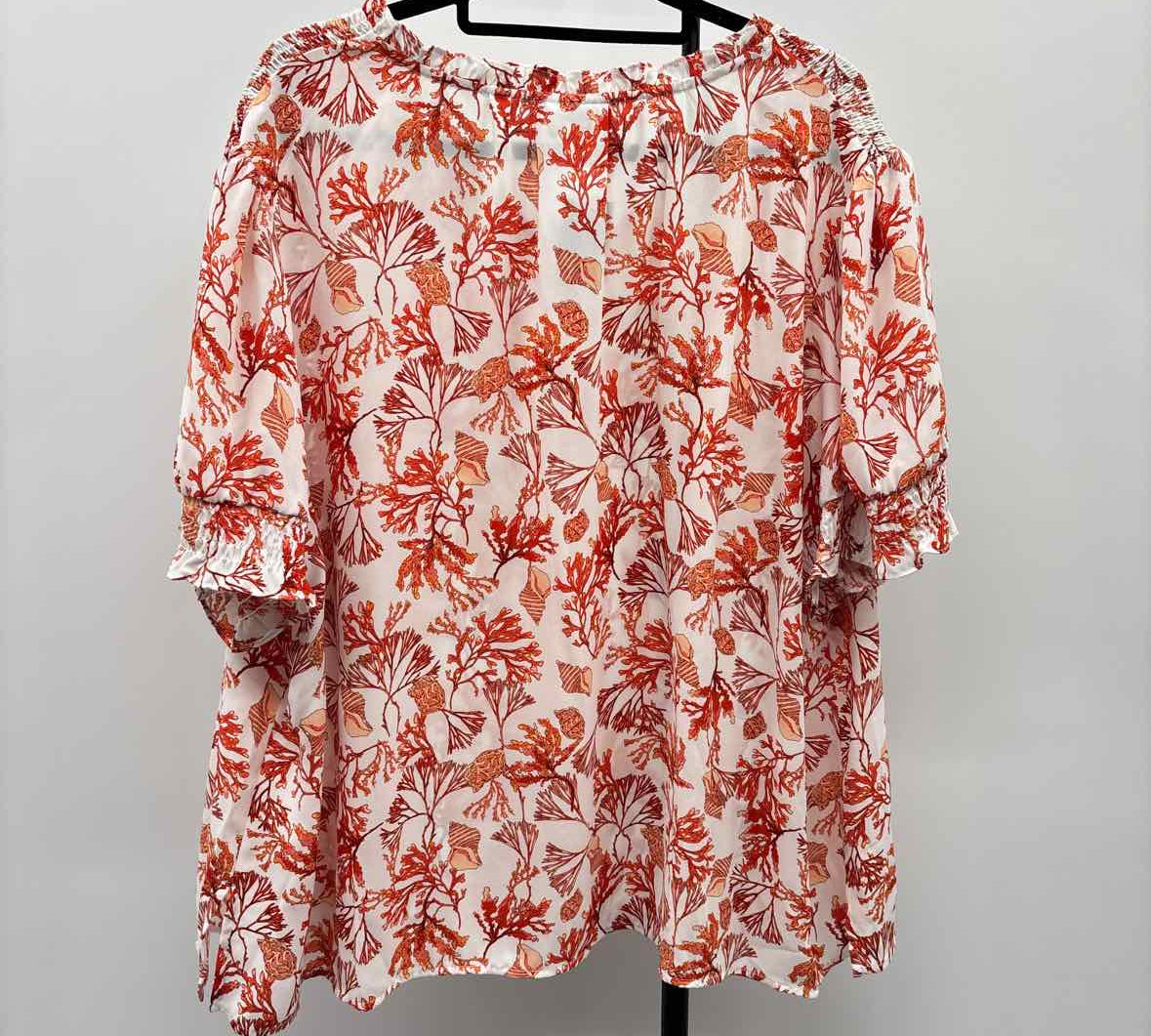 Liz Claiborne Women's Size 2X Burnt Orange Seashells Short Sleeve Shirt