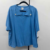 Oh My Gauze Women's Size One Size Blue Textured Short Sleeve Shirt
