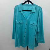 Sonoma Women's Size 3X Aqua Heathered Long Sleeve Shirt