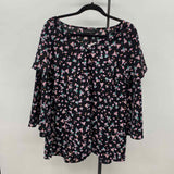 Lane Bryant Women's Size 1X Black Floral Long Sleeve Shirt