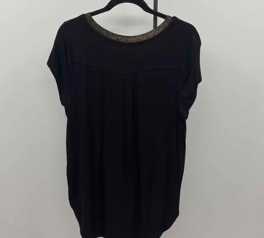 Alfani Women's Size M Black Solid Short Sleeve Shirt