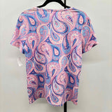 Talbots Women's Size M Pink Paisley Short Sleeve Shirt