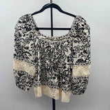 Christian Siriano Women's Size M Black Floral Long Sleeve Shirt