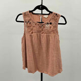 Hem & Thread Women's Size L clay cutouts Sleeveless Shirt