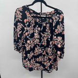 JJill Women's Size L Navy Floral Long Sleeve Shirt