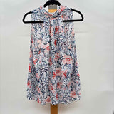 CABI Women's Size M coral Floral Sleeveless Shirt