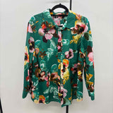 Foxcroft Women's Size 2X Green Floral Long Sleeve Shirt