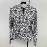 Athleta Women's Size M Black Damask Long Sleeve Shirt