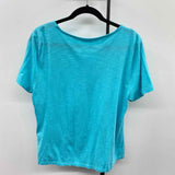 Talbots Women's Size LP Aqua Textured Short Sleeve Shirt