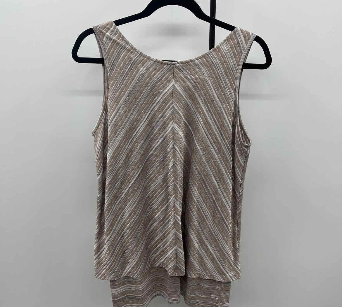 Neesha Women's Size L Tan Stripe Sleeveless Shirt