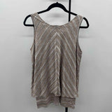 Neesha Women's Size L Tan Stripe Sleeveless Shirt
