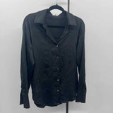 MIOU MUSE Women's Size S Black Textured Long Sleeve Shirt