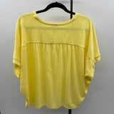 Chico's Women's Size L Yellow Solid Short Sleeve Shirt