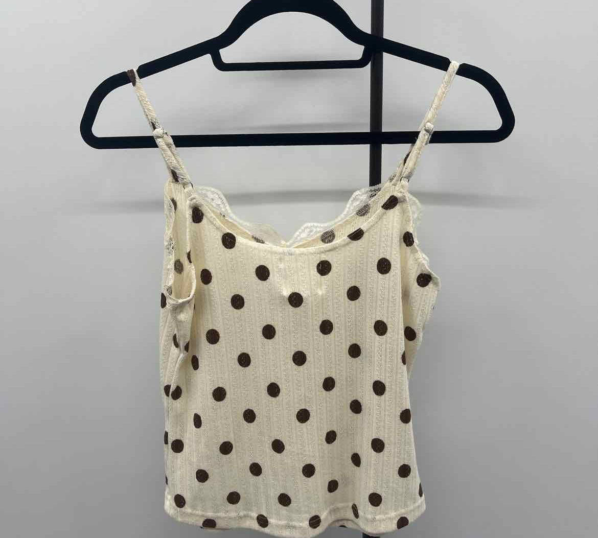 Blu Pepper Women's Size M Ivory dotted Tank