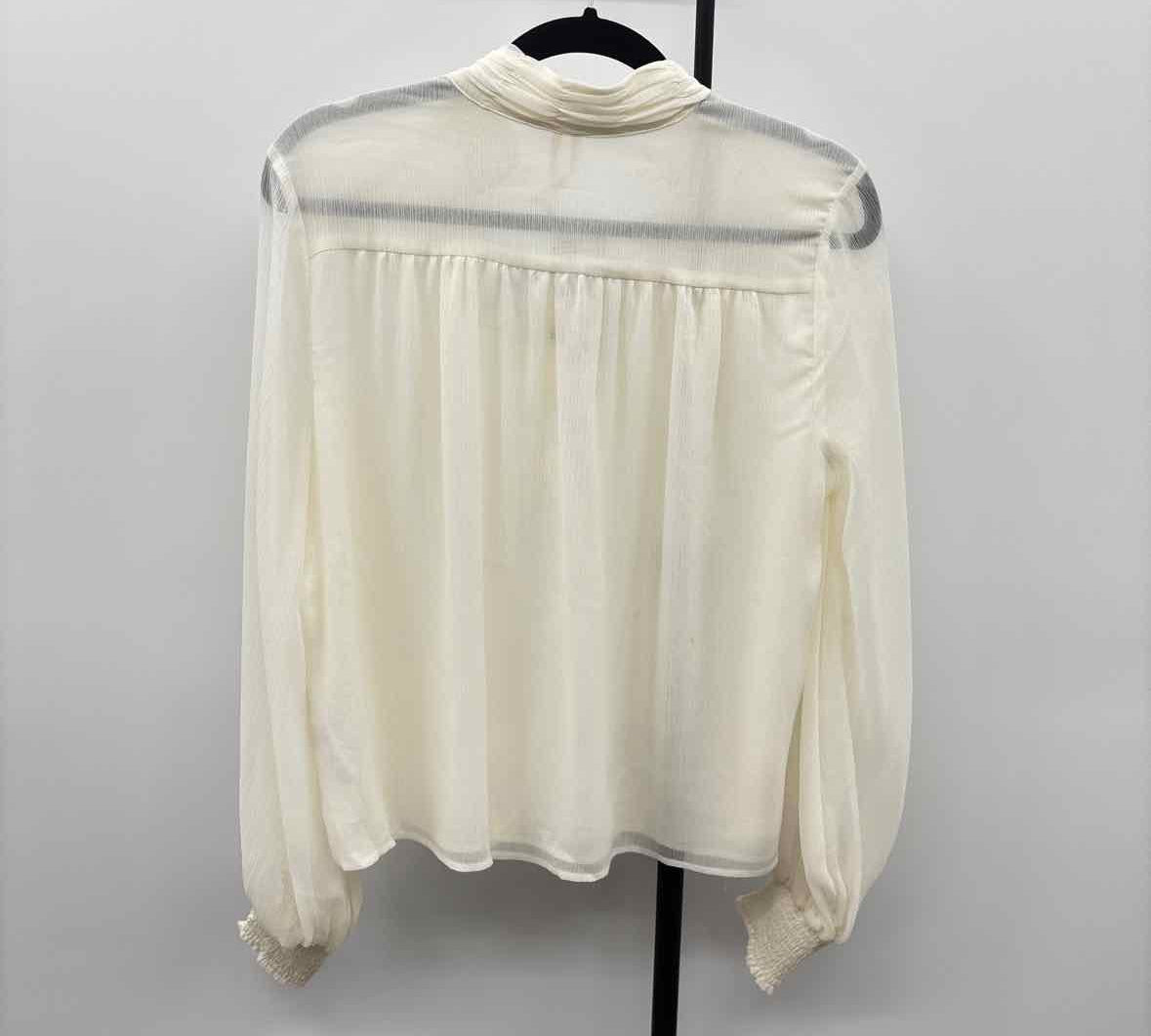 Anthropologie Junior's Size S Ivory Textured Long Sleeve Shirt