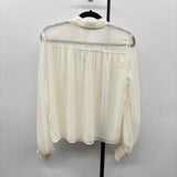 Anthropologie Junior's Size S Ivory Textured Long Sleeve Shirt