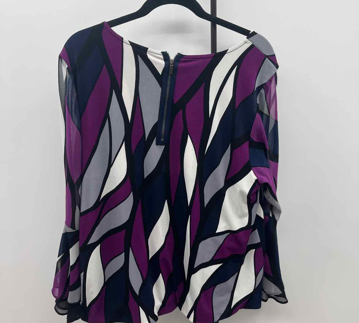 Alfani Women's Size XL Purple Abstract Long Sleeve Shirt