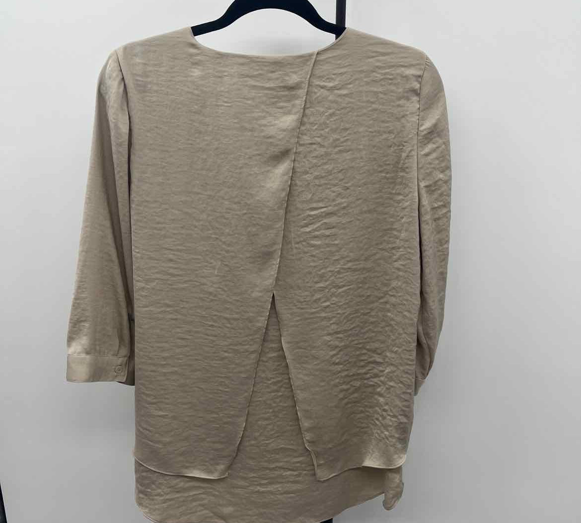 Chico's Women's Size S Tan Textured Long Sleeve Shirt