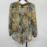 Bobeau Women's Size M Brown Abstract Long Sleeve Shirt