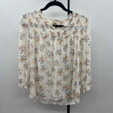 Cynthia Rowley Women's Size M Ivory Floral Long Sleeve Shirt