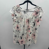 Torrid Women's Size L White Floral Short Sleeve Shirt