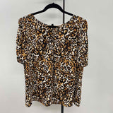 Talbots Women's Size XL Brown Animal Print Short Sleeve Shirt