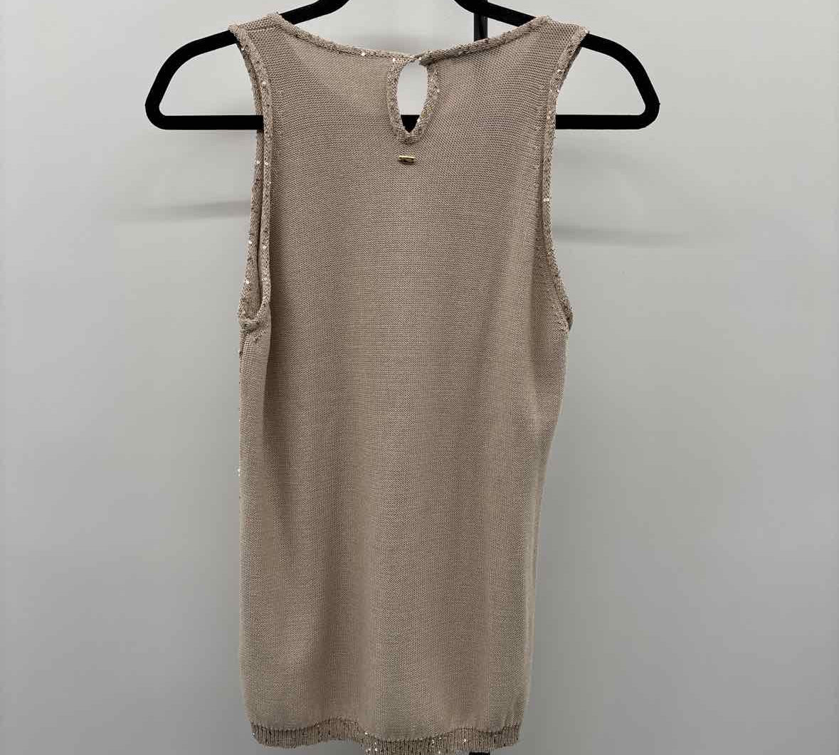 Escada Women's Size M Tan Sequins Sleeveless Shirt
