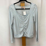 willow + root Women's Size M Baby Blue Stripe Long Sleeve Shirt