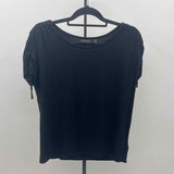 Tahari Women's Size M Black Solid Short Sleeve Shirt