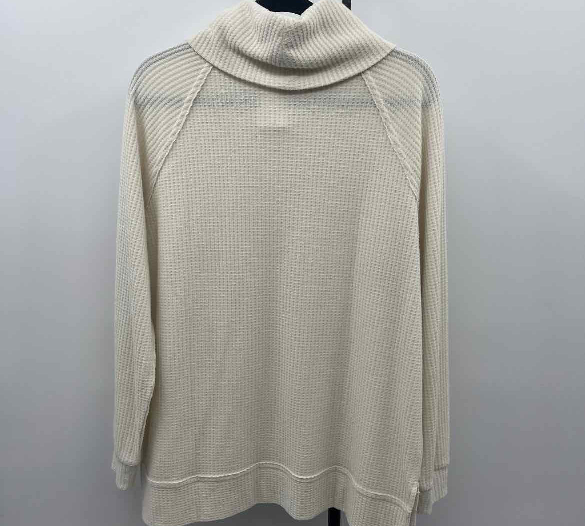 Lou & Grey Women's Size M Ivory Waffle Long Sleeve Shirt
