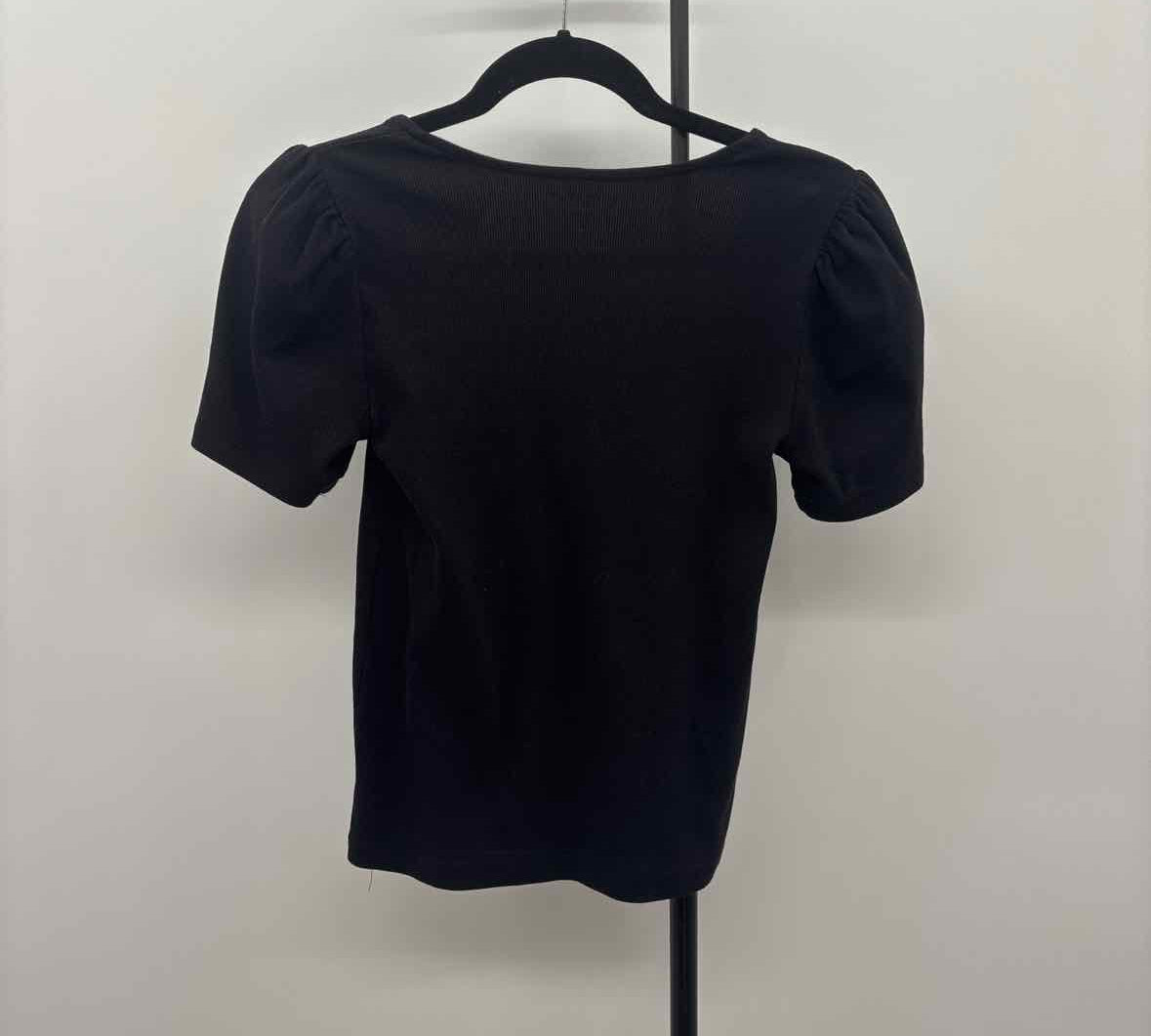 Loft Women's Size M Black Ribbed Short Sleeve Shirt