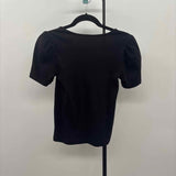 Loft Women's Size M Black Ribbed Short Sleeve Shirt