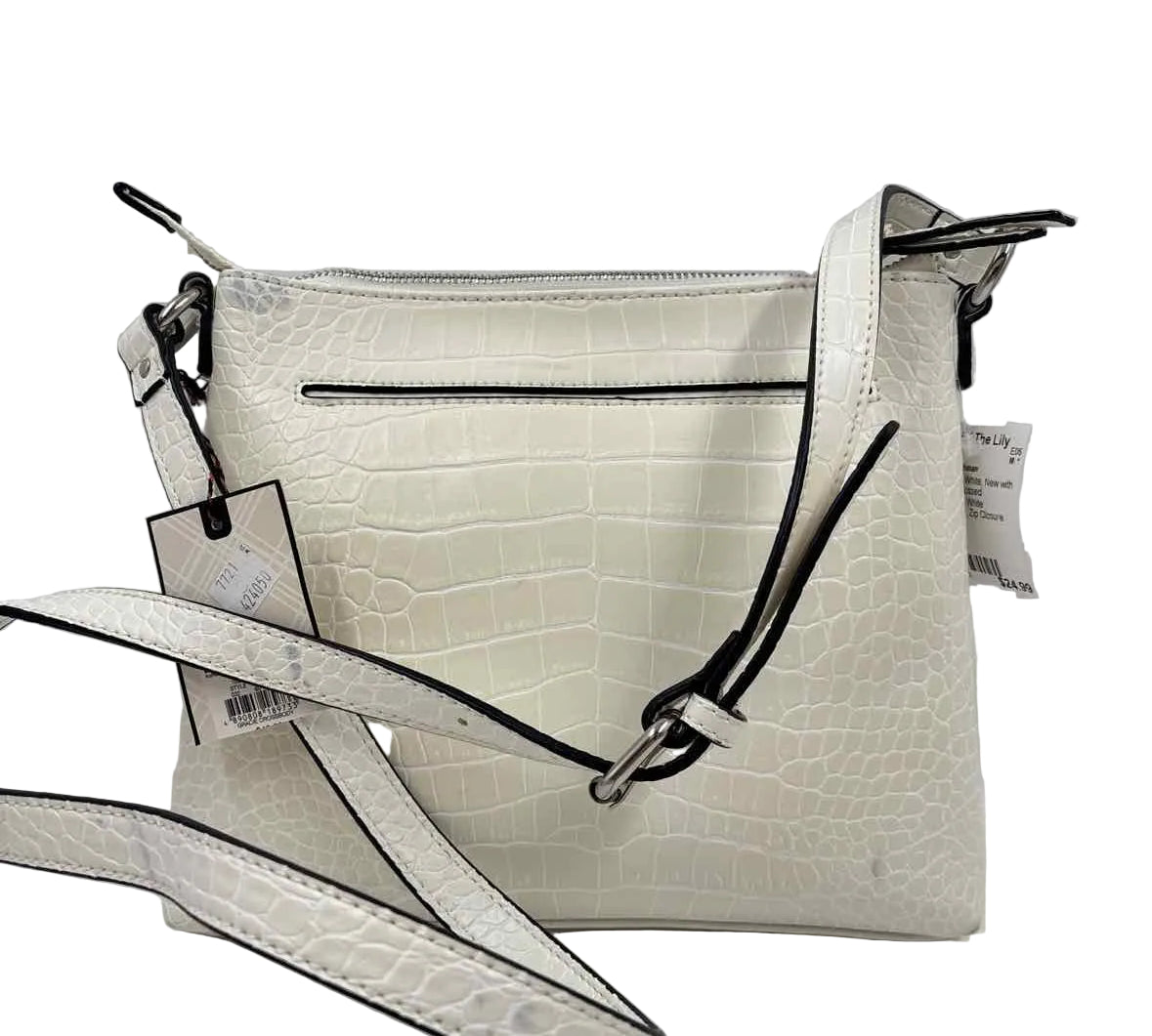 NWT NEW DANA BUCHMAN White Croc-Embossed Crossbody Purse