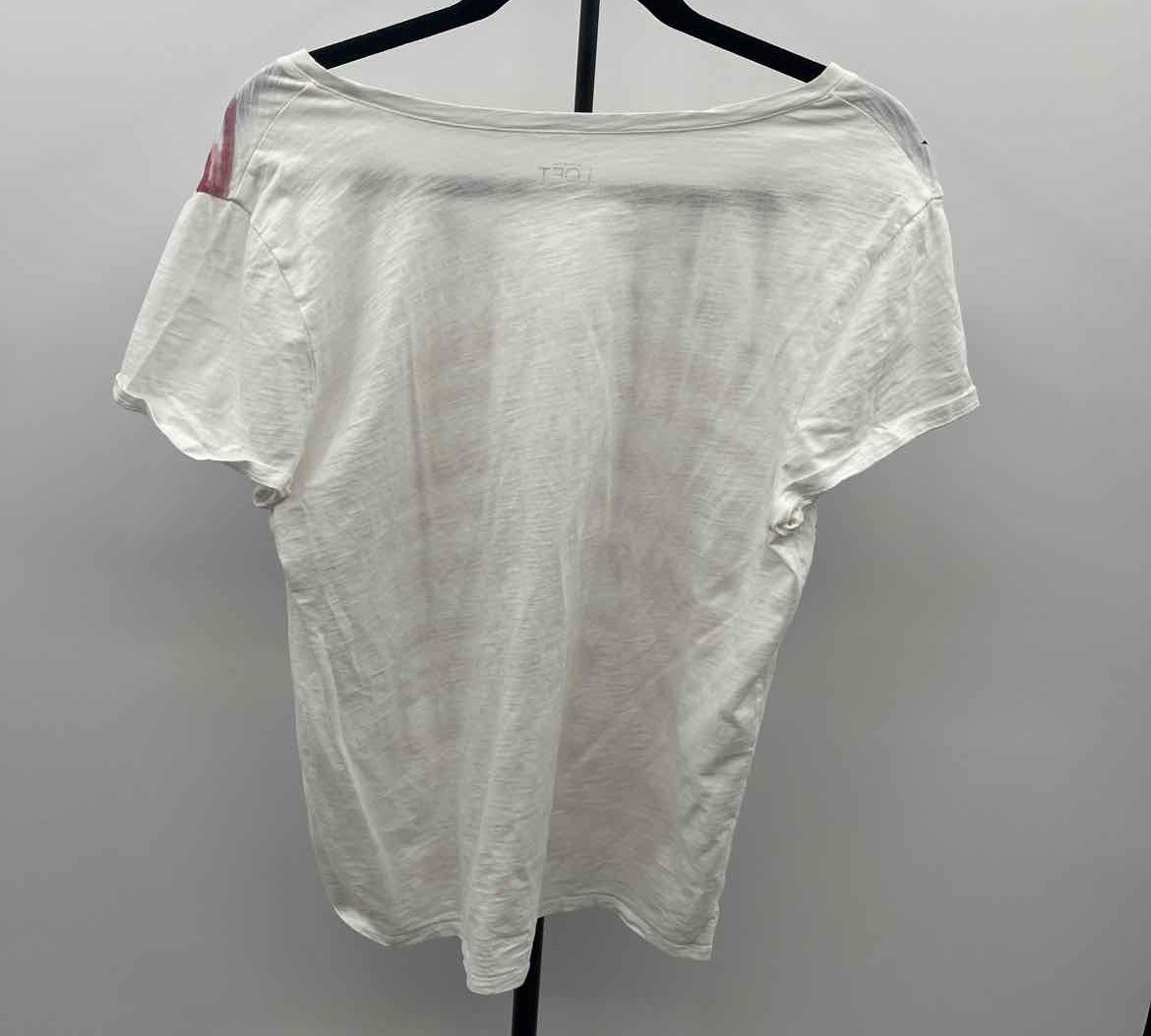 Loft Women's Size L Red Patriotic Short Sleeve Shirt