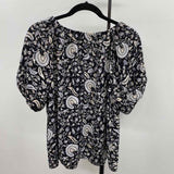 Ann Taylor Women's Size S Black Floral Short Sleeve Shirt