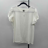 Anne Klein Women's Size L White Textured Short Sleeve Shirt
