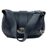 BRIGHTON Navy Blue Pebble Leather FRANKI Hobo Bag Purse w/Filigree Detailing