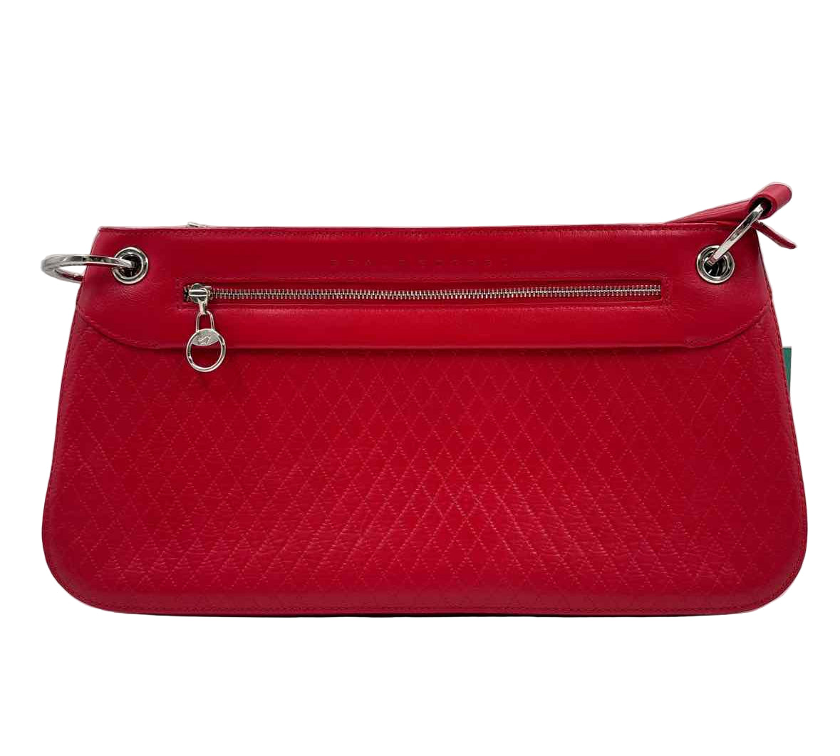 BRAUN BUFFEL Quilted Red Leather Medium Baguette Shoulder Purse