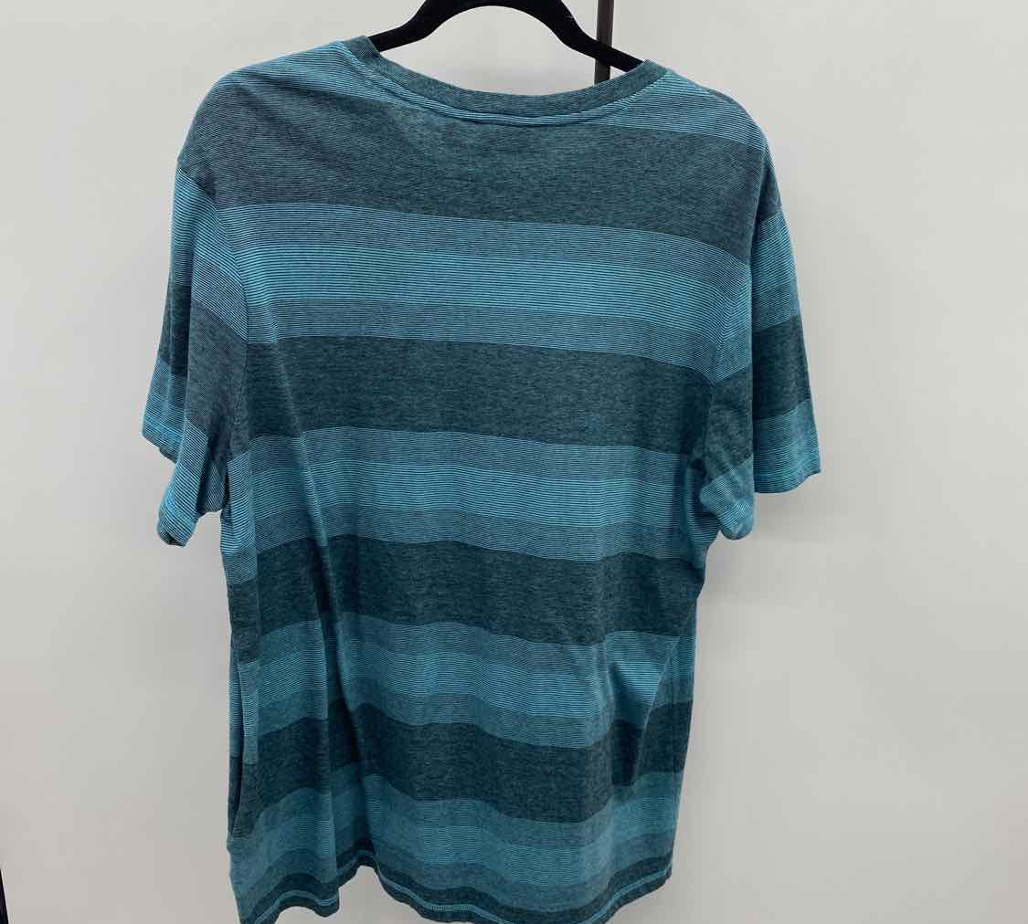 Marc Anthony Men's Size XXL Teal Striped Short Sleeve Shirt