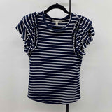 Stem & Vine Women's Size S Navy Stripe Short Sleeve Shirt