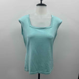 Per Se Women's Size L Aqua Solid Sleeveless Shirt